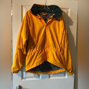 Patagonia Mens Medium Orange Hooded Rain Slicker Wind Breaker Button Close